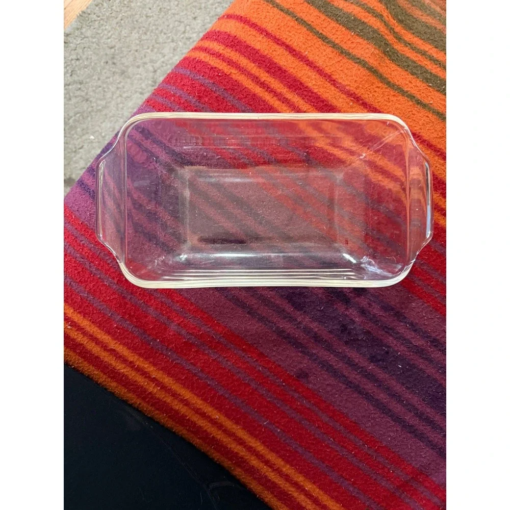 Anchor Hocking Glass Loaf Baking Dish Clear Handles 9x5 inch Vintage Kitchenware